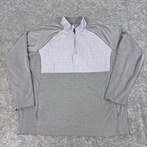 Johnnie O Riggens 1/4 Zip Mens Large Pullover Sweater Gray Blue Quilted